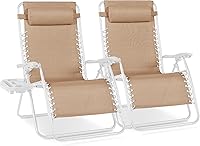 Vista 37 de Best Choice Products - Juego de 2 sillas reclinables y ajustables de malla y acero, sillas con sensación gravedad cero con cojines y bandejas Negro