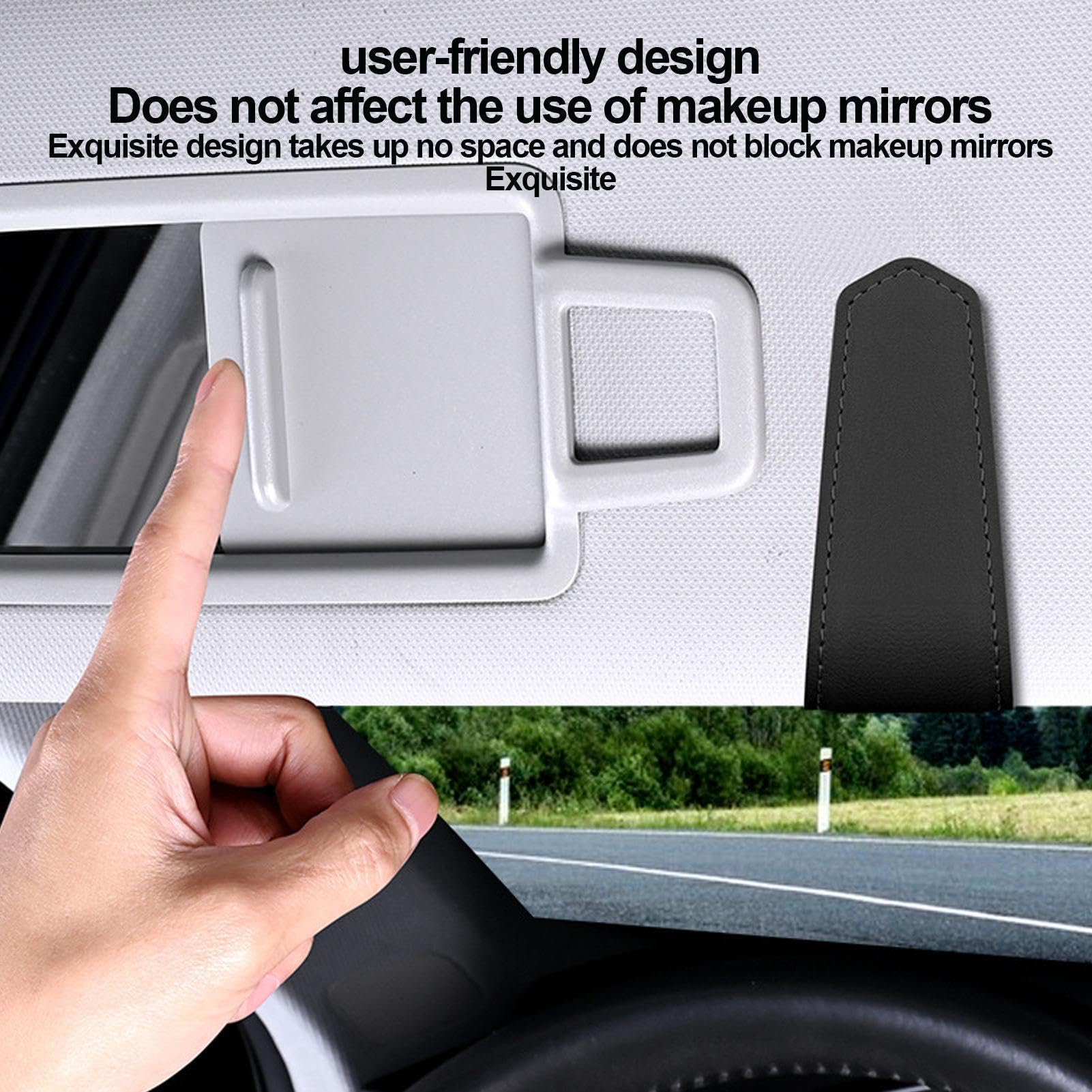 Car Glasses Holder, Leather Visor Clip Organizer, 8.5x4.8x2.7cm, Multifunctional Card Storage Rack, Sunglasses Ticket Holder, Compact Storage for Pens, Bills, Small Items