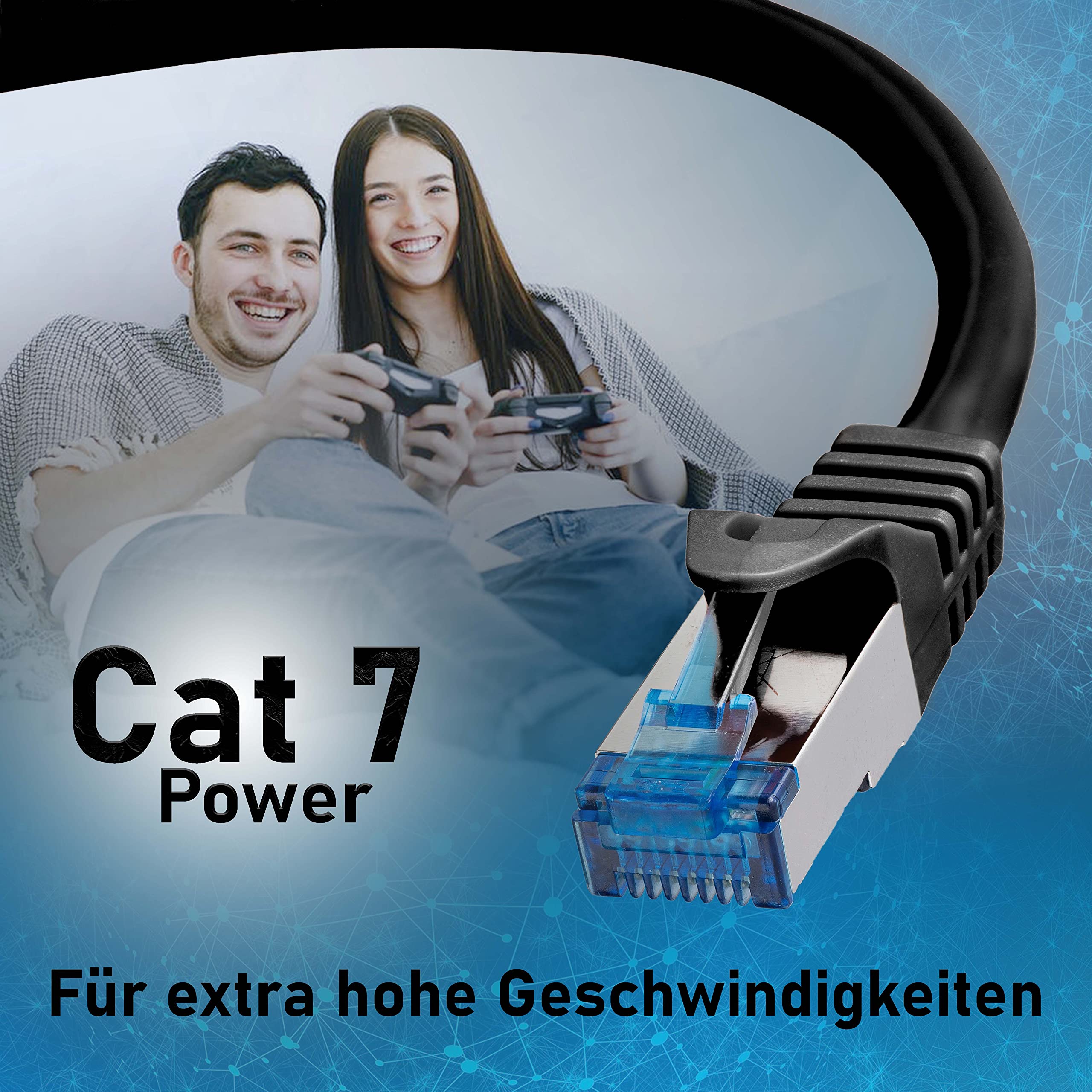 BIGtec - 5 Stück - 3m CAT.7 Gigabit Patchkabel Netzwerkkabel schwarz Kupferkabel Patch Ethernt LAN DSL Kabel CAT7 (RJ45, Cat 7, S/FTP PIMF) 3,00m