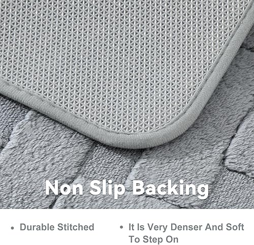 Miniatura 3 de Kmson Juego de 2 tapetes de baño extra suaves para baño, antideslizantes, con respaldo de goma, ultra absorbentes, tapetes de baño (20 x 32 + 17 x