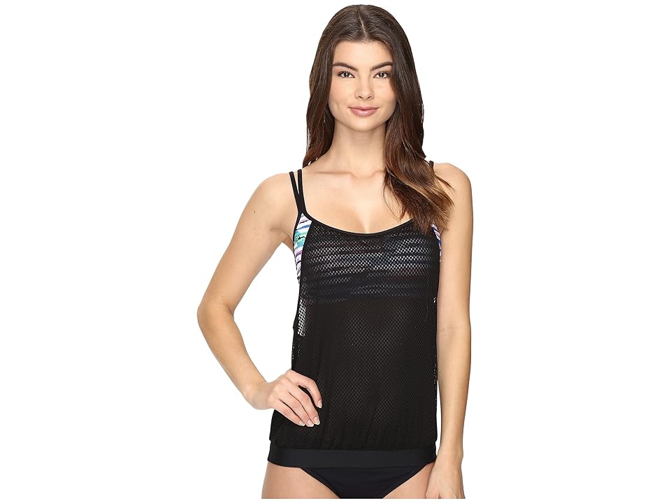 

Next by Athena Perfect Alignment Double Up Tankini Top (Black) Women's Swimwear