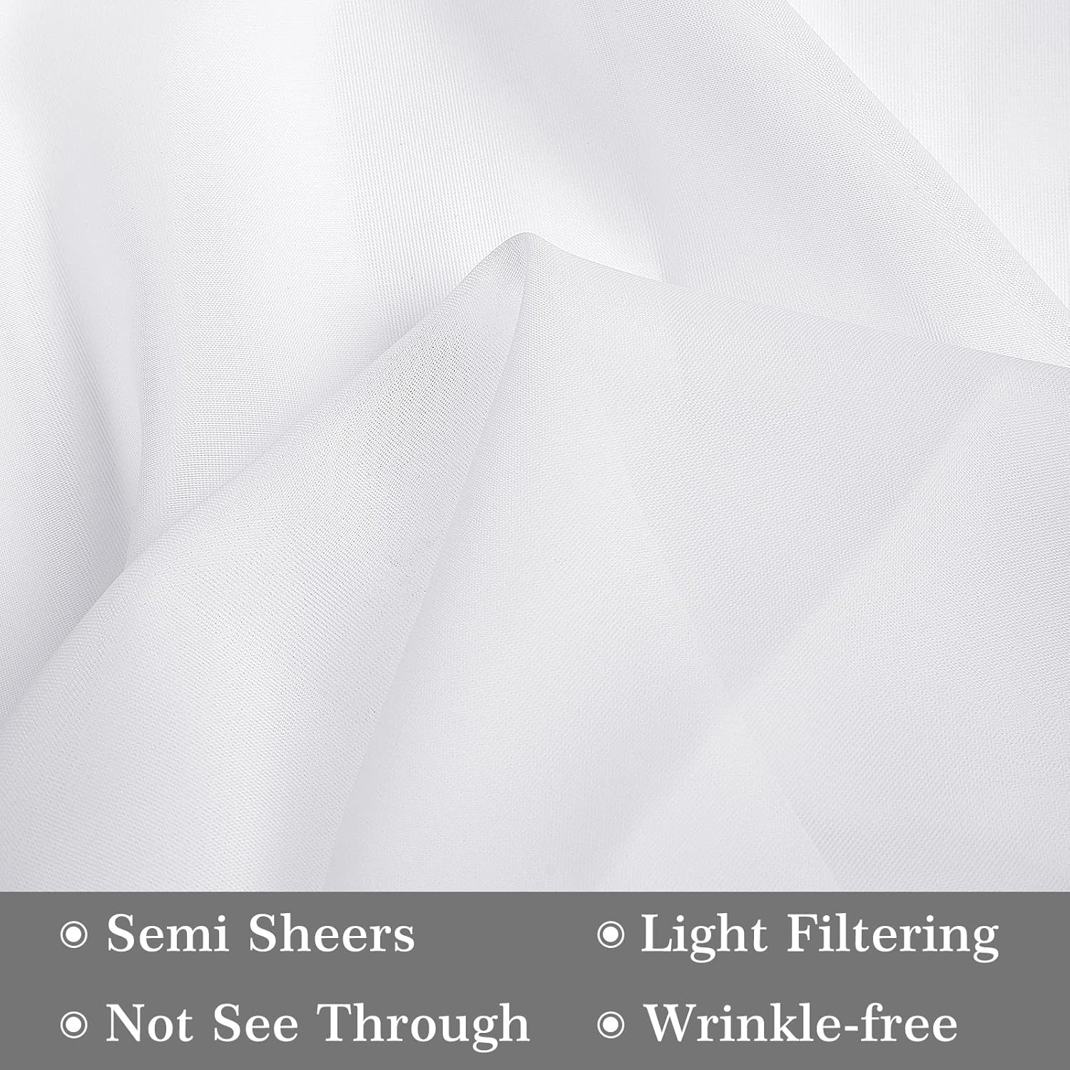 White Sheer Polyester Rod Pocket French Door Curtains