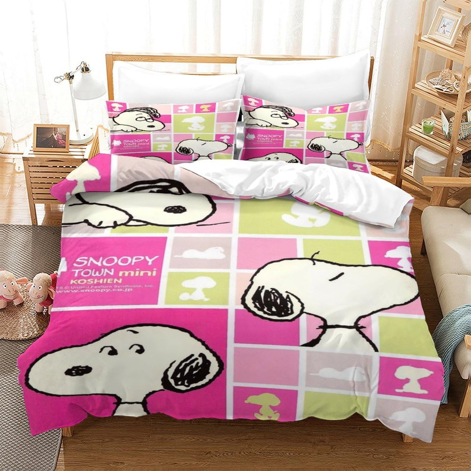 Qdzhcpmyk Style-4 Snoopy Duvet Cover 3 Pcs Hotel Quality Quilt Cover Bedding Bed Covers With Pillowcases With Zipper Closure Ultra Soft Anti Allergic Microfiber Double（200X200cm）