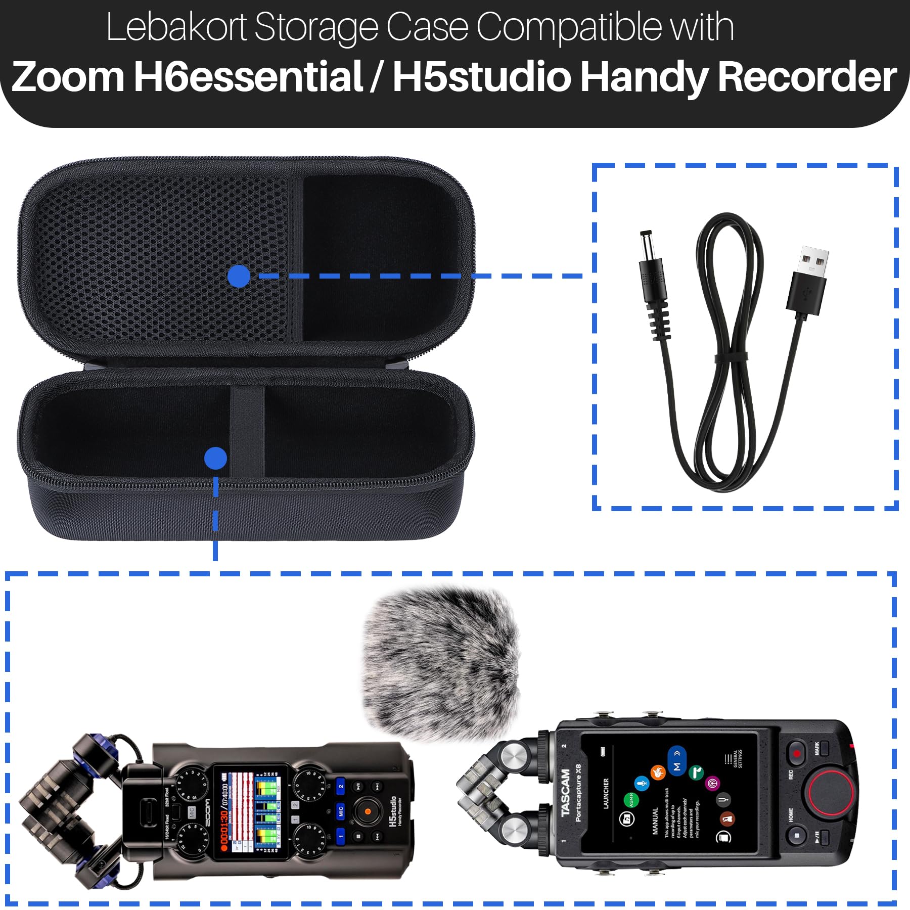 Lebakort Twardy futerał kompatybilny z poręcznym rejestratorem Zoom H6essential