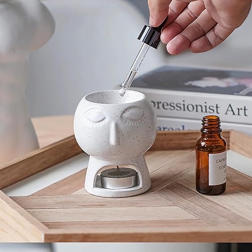 Miniatura 3 de IRCHA Abstract Art - Quemador de aceite esencial para perfumado, calentador de cera de tinta de salpicaduras de cerámica para cera perfumada,