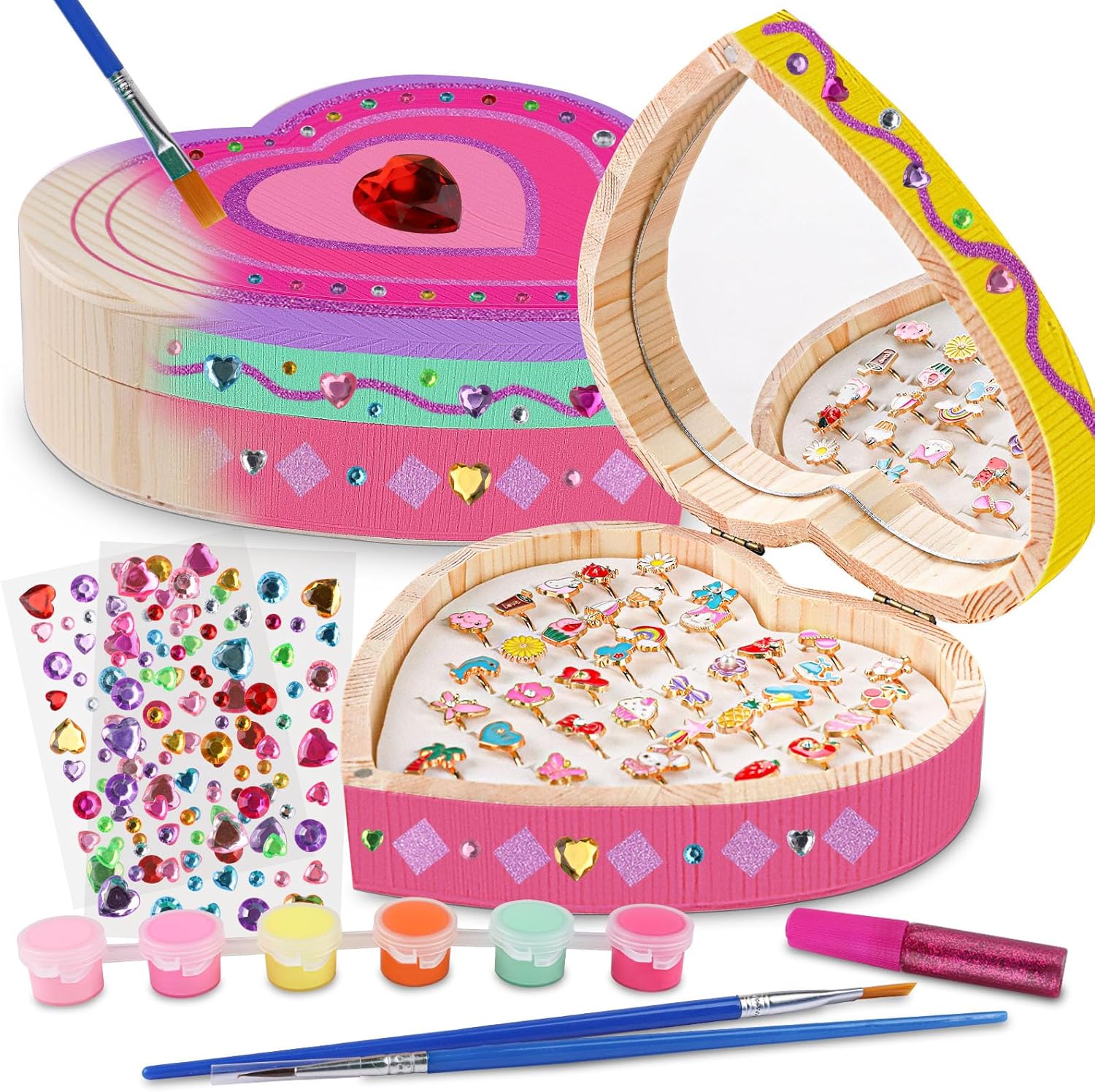 Learn2M Paint Your Own Wooden Jewelry Box with 36pcs