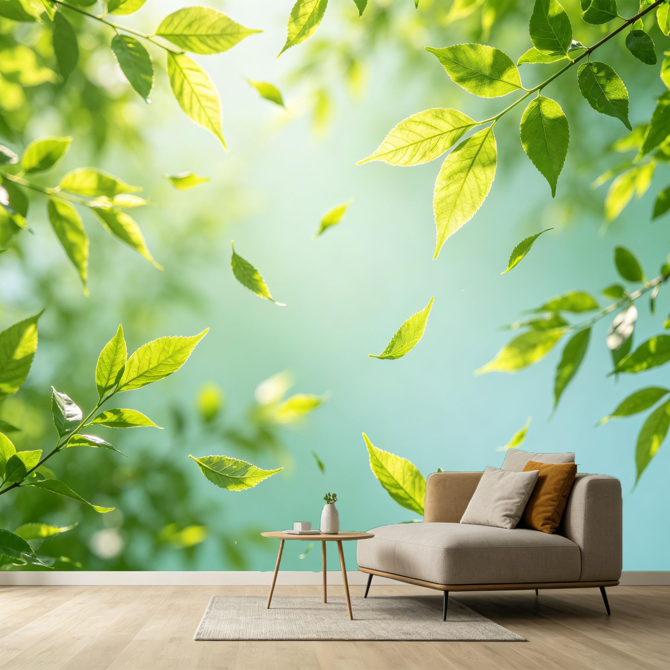 Custom Size Wall Murals Botanical Forest Nature Sunlight Fresh Leaves SelfAdhesive Wall Fabric Removable Large Wallpaper for Photo Living Room Interior Decor