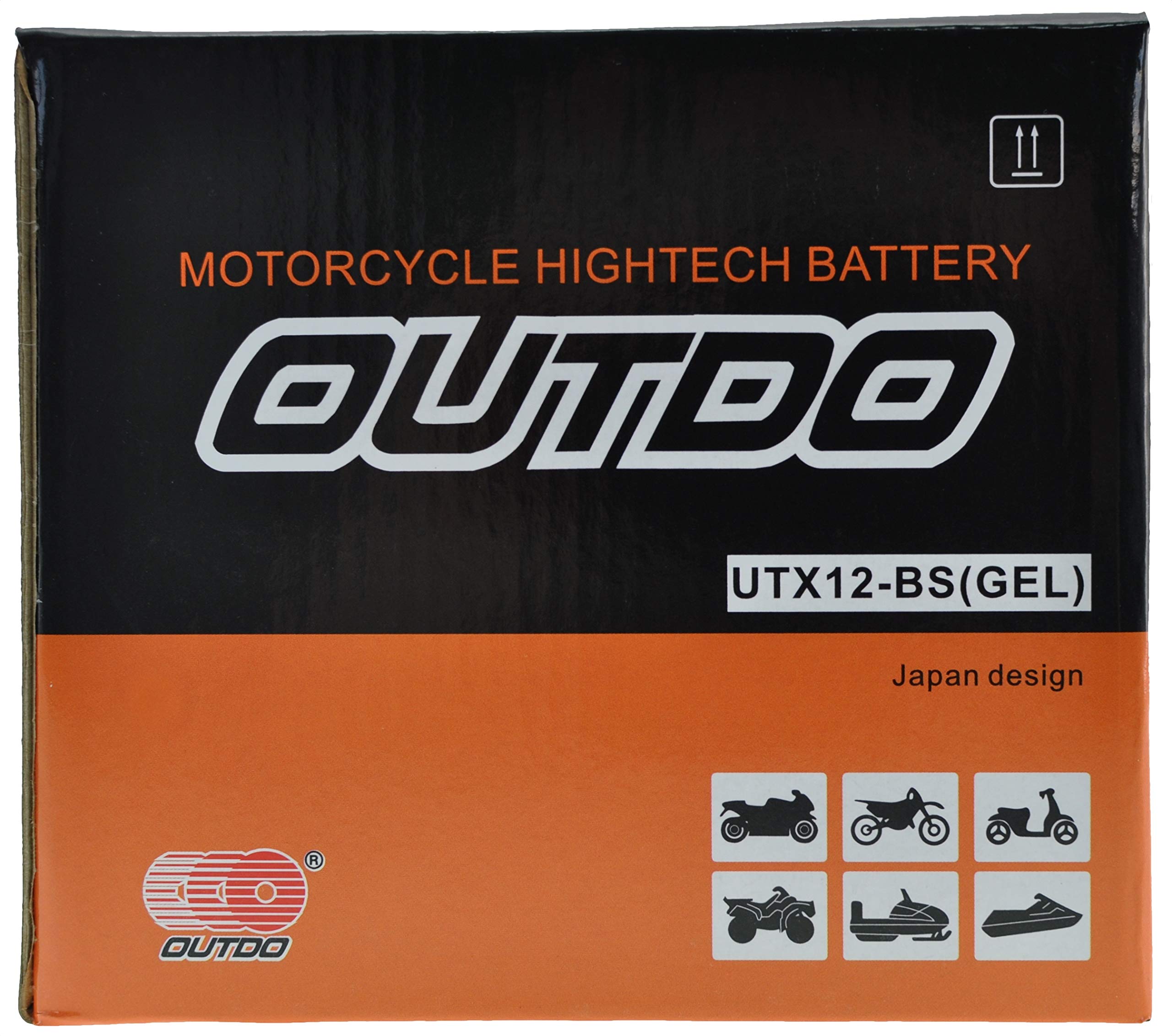 Batterie Moto Gel YTX12-BS OUTDO 12V 10Ah Sans Entretien Démarrage Puissant ATV Scooter Quad