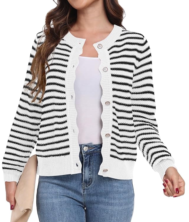GRECERELLE Women Knit Cardigan Sweaters Long Sleeve Open Front Button Down Casual Trendy Jackets Outwear