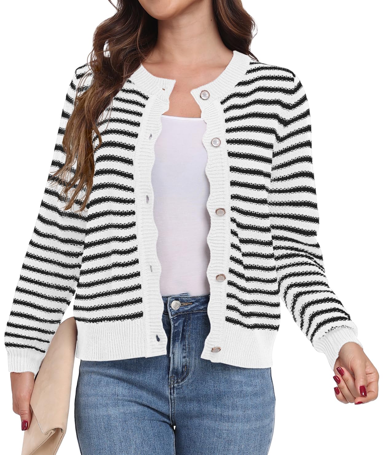 GRECERELLE Women Knit Cardigan Sweaters Long Sleeve Open Front Button Down Casual Trendy Jackets Outwear