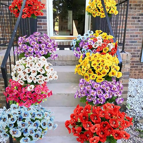 Miniatura 6 de 6 paquetes de flores artificiales, 11.7 pulgadas, resistentes a los rayos UV, margaritas de flores silvestres pequeñas, no se decoloran, plantas de