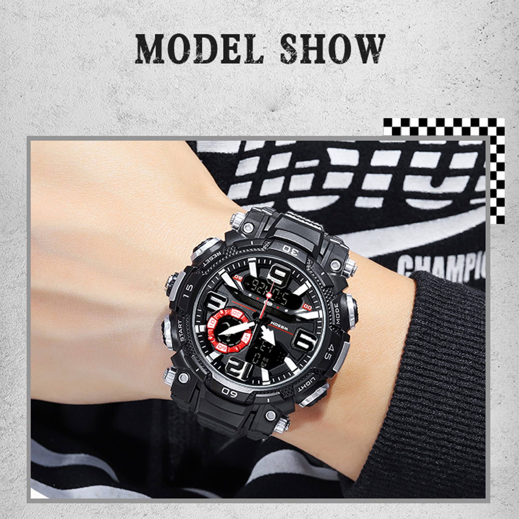 Orologio militare da uomo digitale da 50 m, impermeabile, sportivo, digitale, per esterni, con cronometro, sveglia, data, luce militare, orologio digitale sportivo per uomini