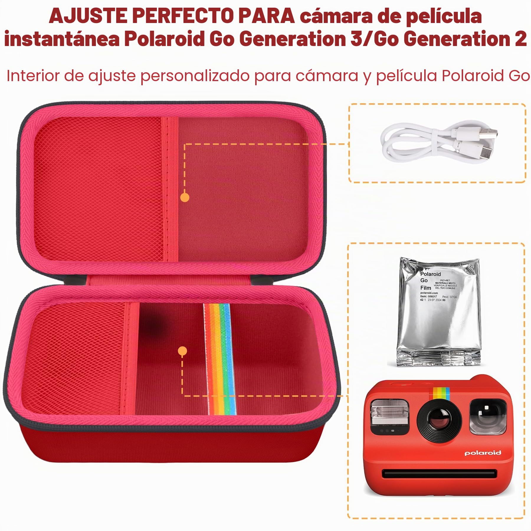 Khanka Custodia per Polaroid Go Gen 3/Gen 2/Go Mini - Rosso + Verde menta