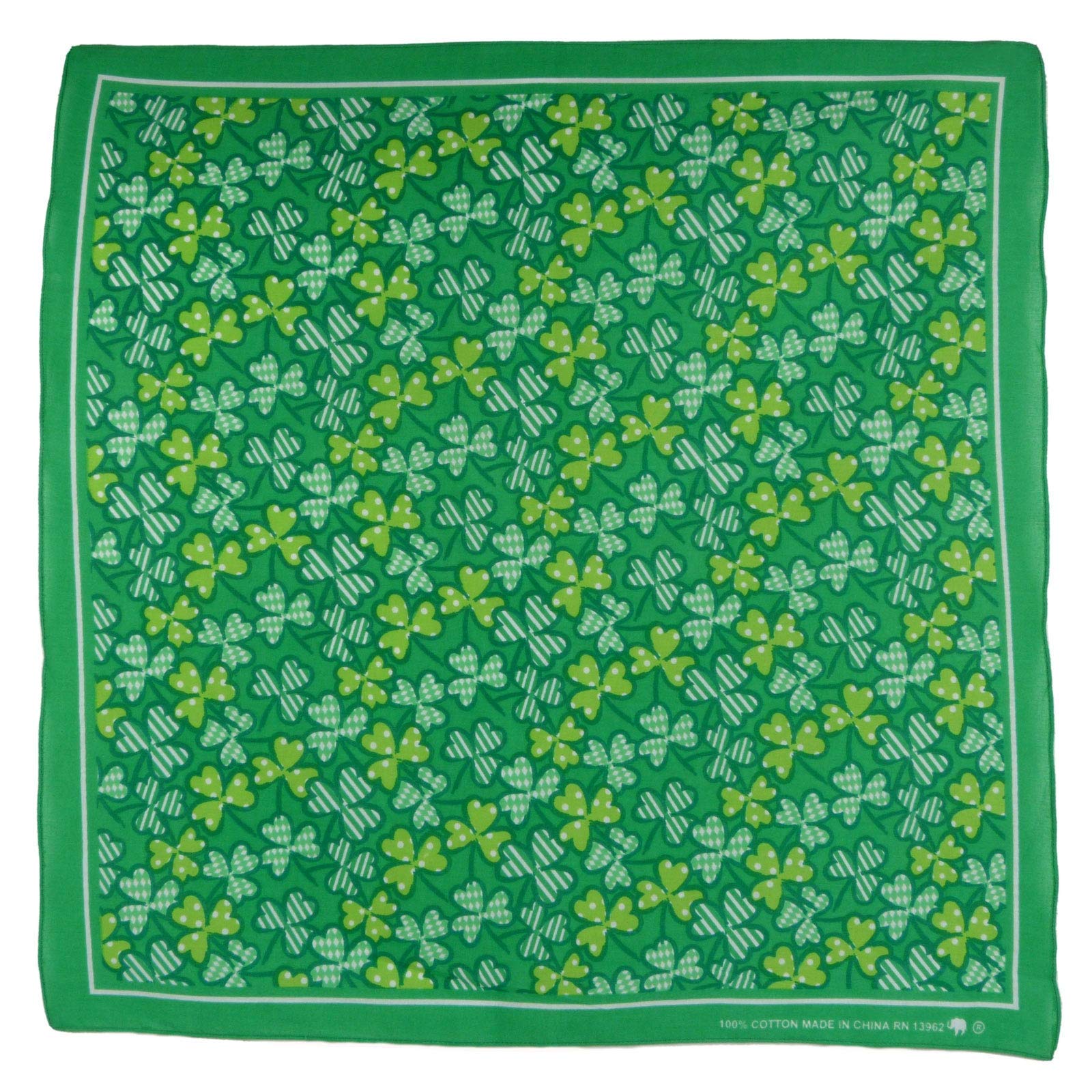 Pickled Moon Green Clover 100% Cotton Bandana Scarf Fancy Dress Festivals St. Patrick's Day