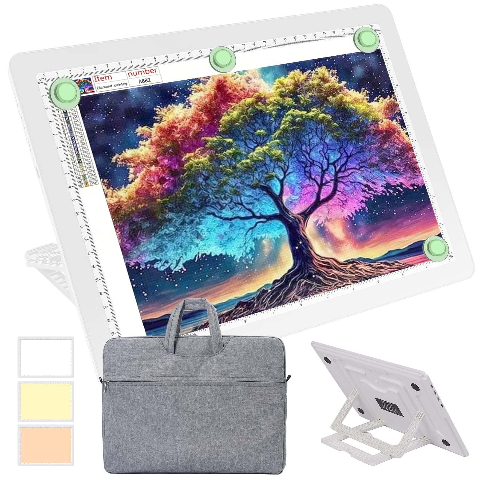 Phylosal Leuchttisch mit Ständer, Leuchtplatte mit Seitentaste, Superhelle Tracking Leuchtkasten für Zeichnen, Light Pad für Diamond Painting, Skizzieren