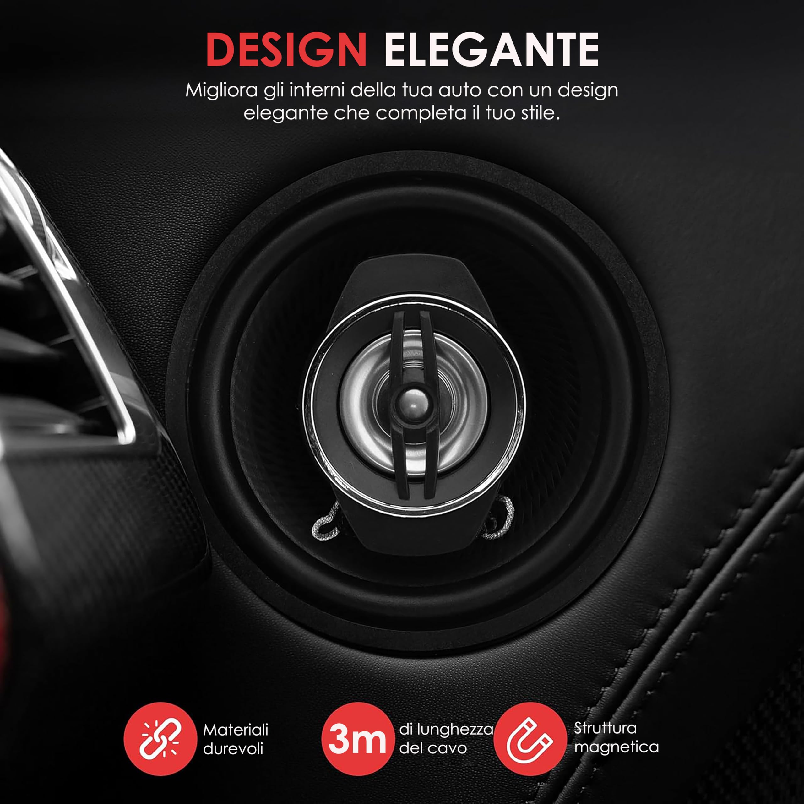 Pyle Casse Auto Stereo Universali 2 Vie, 120 Watt, 8.9 Centimetri Coassiali, Sostituzione Rapida, Montaggio Porta/Pannello Lato, Coppia