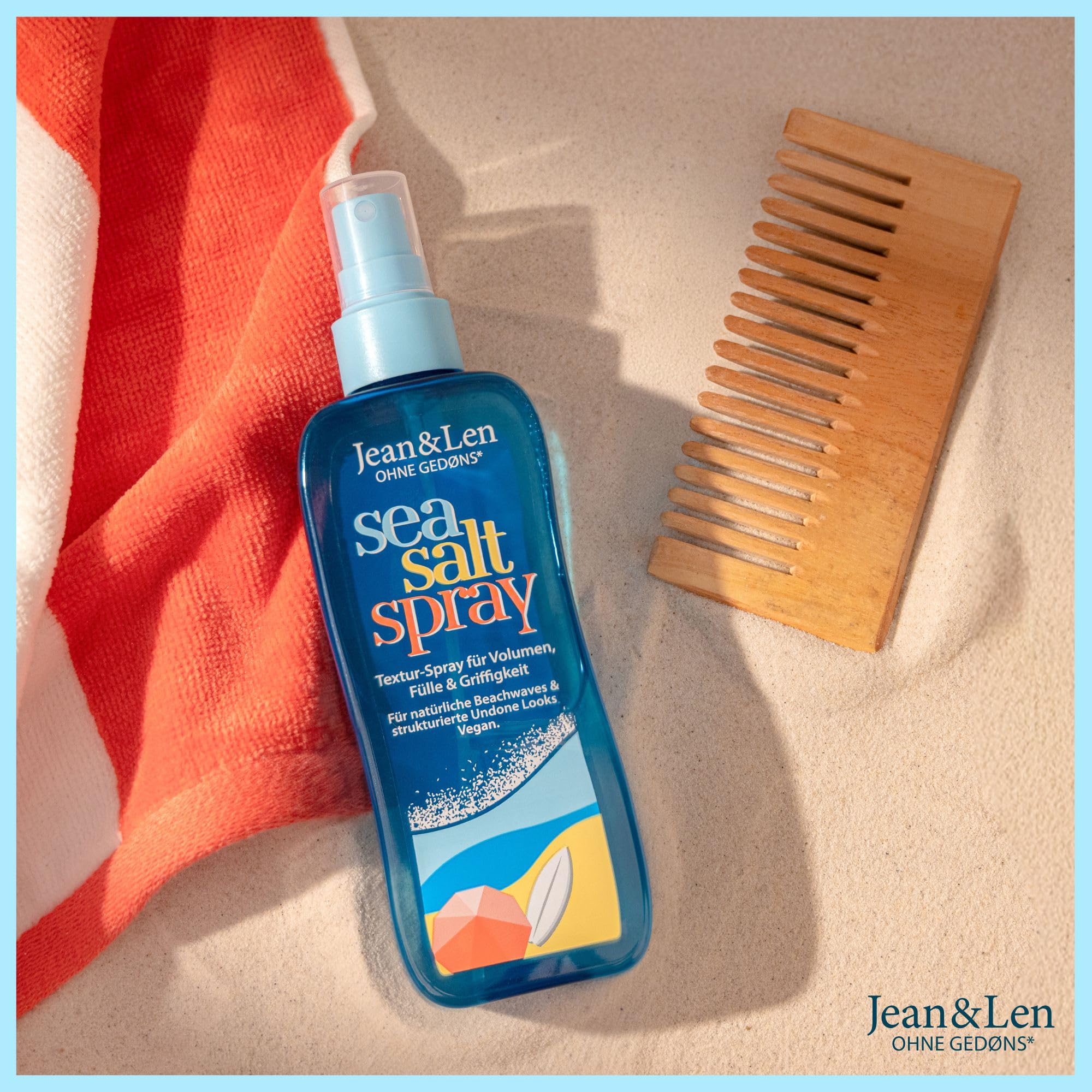 Jean & Len Sea Salt Spray per volume, corpo e tenuta, con sale marino ed estratto di alghe, per beachwaves e look undone, senza siliconi e parabeni, vegano, 200 ml