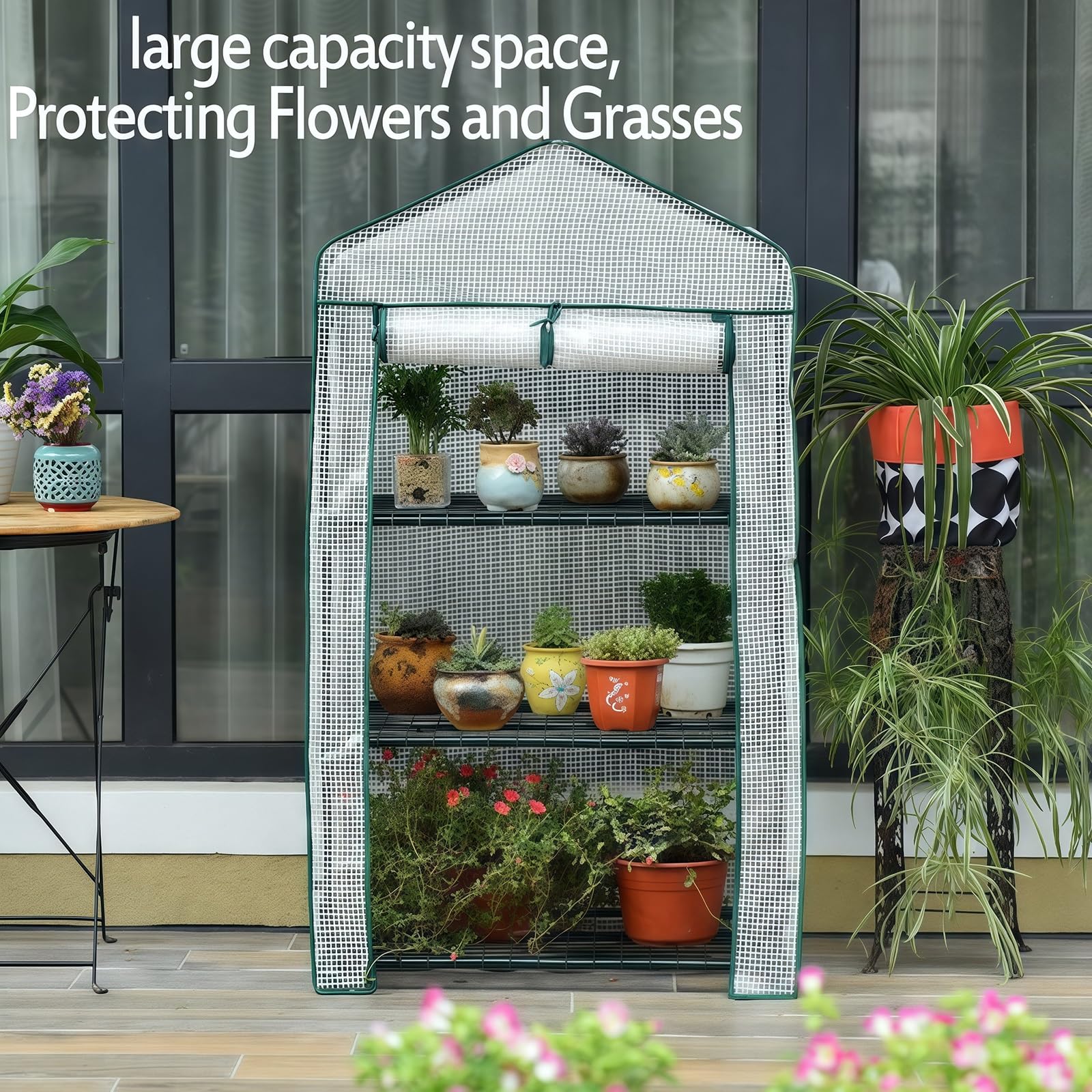 Serre de Jardin à 3 étages, pour légumes, Plantes et Fleurs, revêtement renforcé, protégez Vos Plantes Toute la Saison