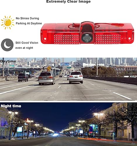 Miniatura 2 de RED WOLF Tercera tercera luz de freno cámara de respaldo con espejo retrovisor de 4 pulgadas Kit de monitor para Chevrolet Chevy Express/GMC Savana