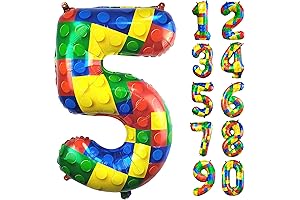 LEGO Building Block Number Balloon for Kids' 5th Birthday Parties