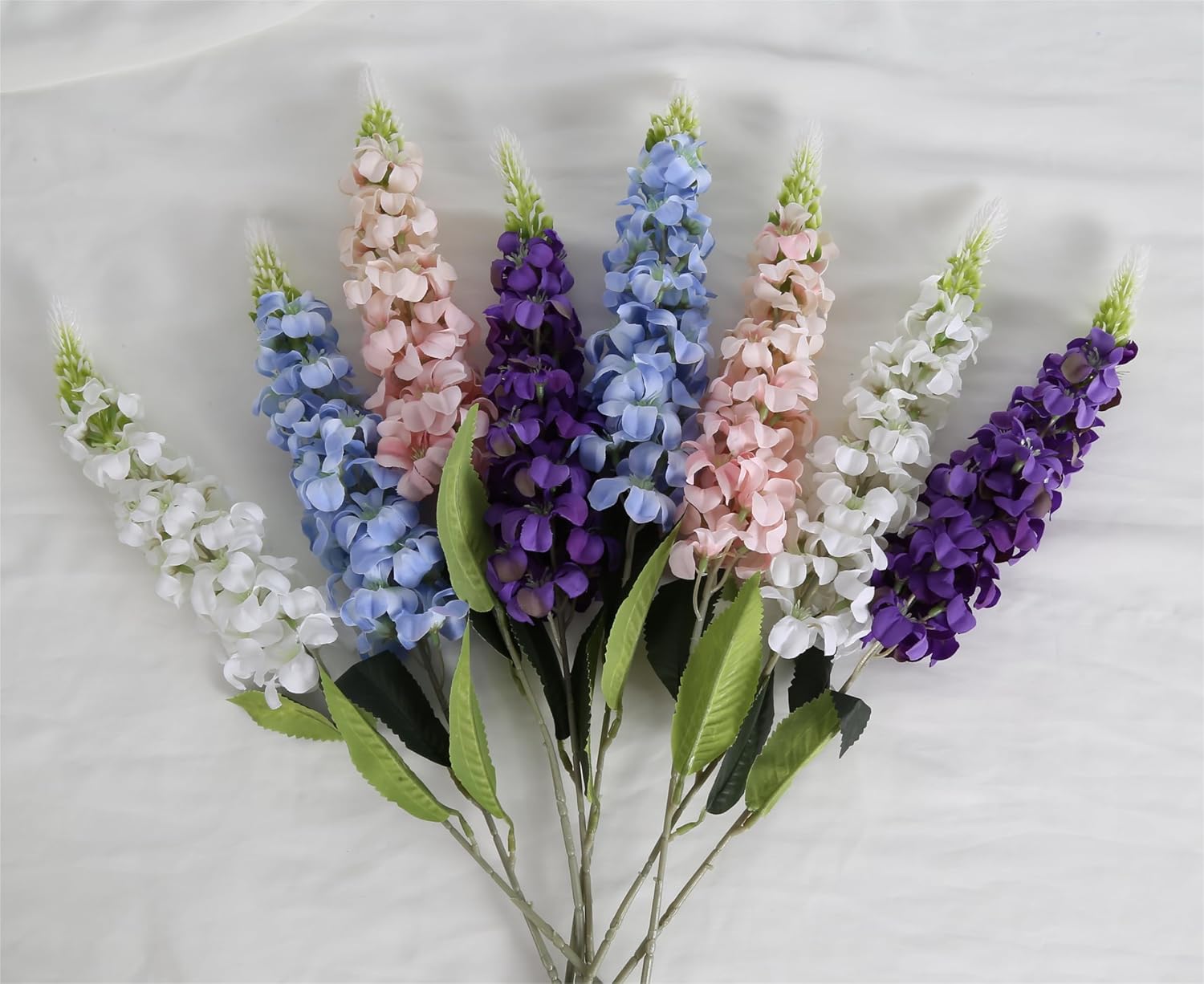 IPOPU 8PCS White Snapdragon Artificial Flowers Delphinium Artificial Silk Flowers Long Stem Hyacinth Fake Flowers for Wedding Home Outdoor Party Floral Arrangement Centerpiece Table Decoration (White) - Image 8