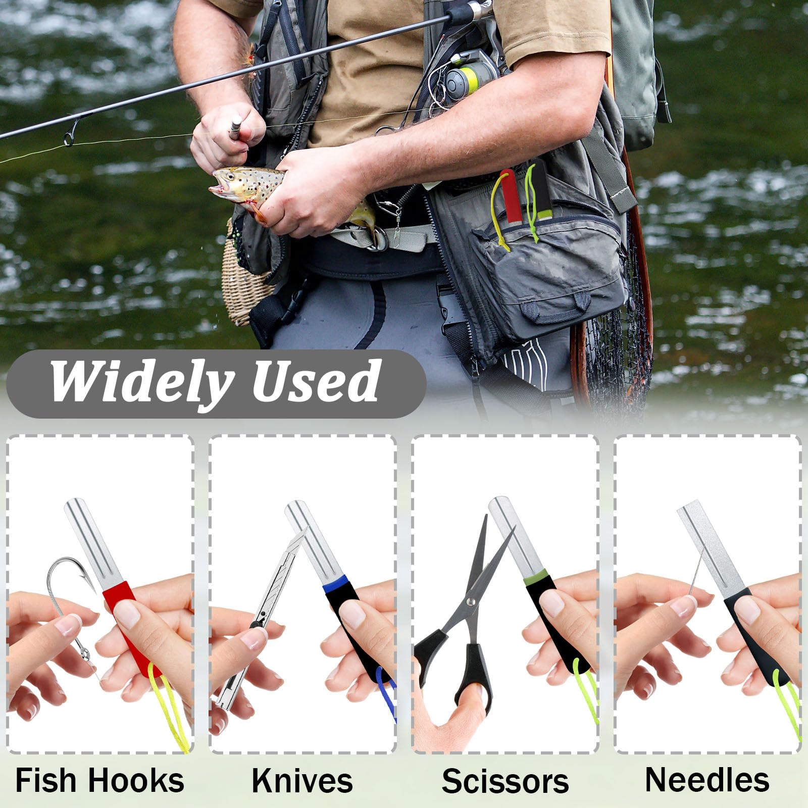 Realand 4 Pack Fishing Hook Sharpener, Double Sided Diamond Fish Hook File Portable Sharpening Tool with Handle Fine and Coarse Grit for Fish Hook Knife Needle Tweezer : Sports & Outdoors