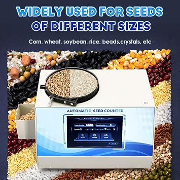 CGOLDENWALL Automatic Multi-functions Touchscreen Seeds Counter Machine With Data Storage, Adjustable Speed/Brightness, High Precision Counting for Various Shapes Cereals Seeds (Clearance Adjustment)