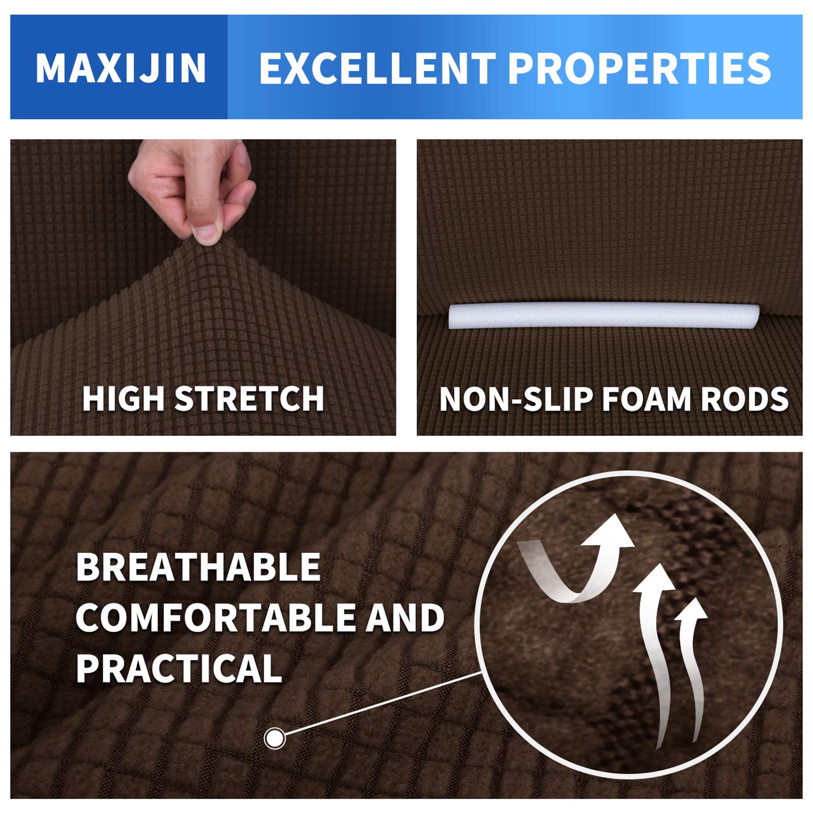 MAXIJIN Copridivano super elasticizzato per divano a 2 posti, coprisedili 1 pezzo Coprisedili jacquard Copridivano per cani Pet Friendly Fodera per divanetto aderente (2 posto, Caffè)