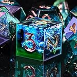 AUSTOR 7-Die DND Dice Set Handmade Sharp Edge Polyhedral Dice for Dungeons and Dragons D&D RPG MTG Table GamesElectroplating Black&Blue,Gold