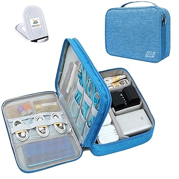 Seagull Flight Of Fashion Double Layer Electronic Gadget Organizer Case , Cable Organizer Bag for Accessories with Mobile Stand - 27 X 20 X 9 cm - Sky Blue - Model 1