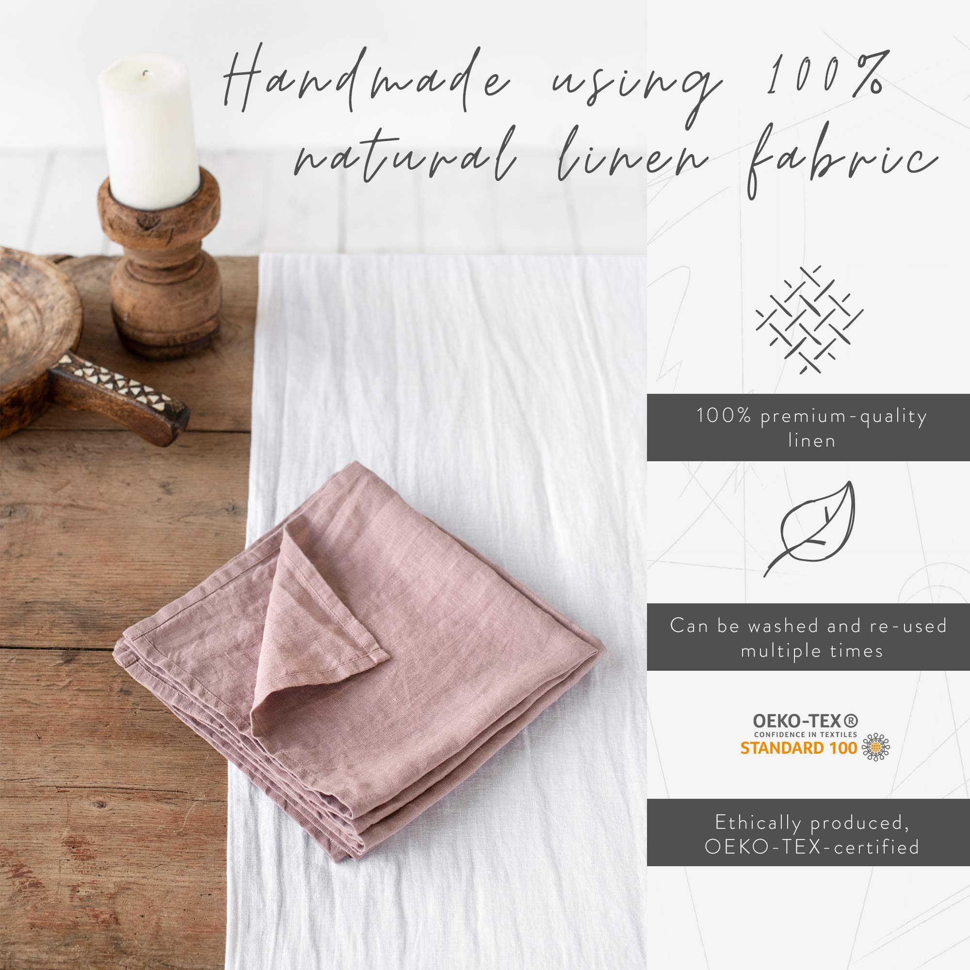 MagicLinen - Tovaglioli riutilizzabili in 100% lino per uso quotidiano, adatti per l'uso quotidiano, tovaglioli ecologici, colore: grigio chiaro