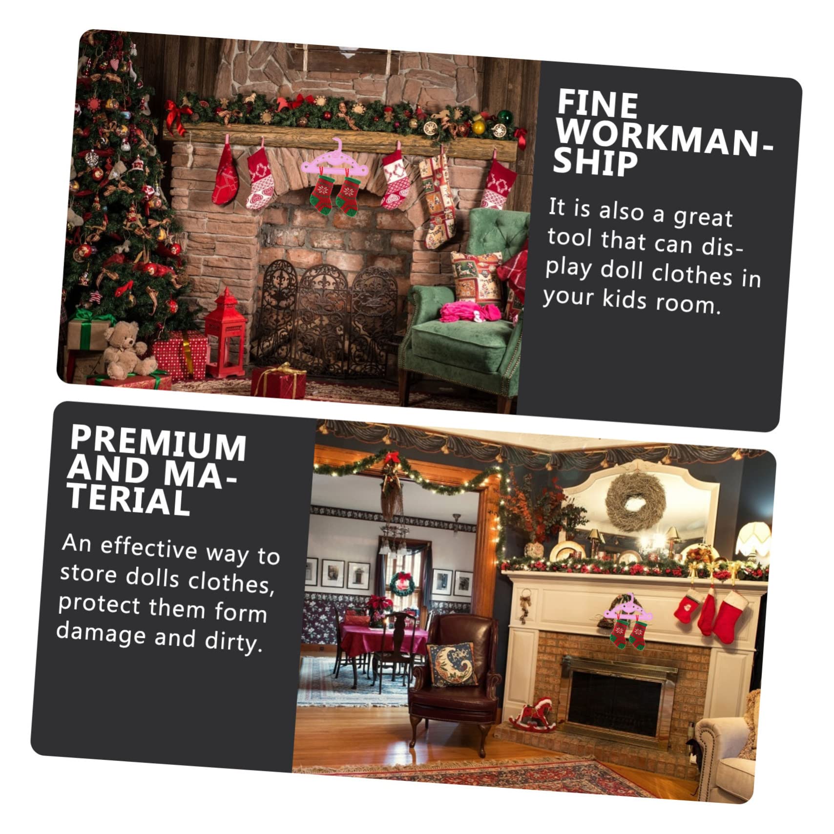 FOYTOKI Christmas Crafts Holder 15 Pcs Plastic Mini Hangers Doll Hooks for Clothing for Boys and Girls' Christmas Stockings