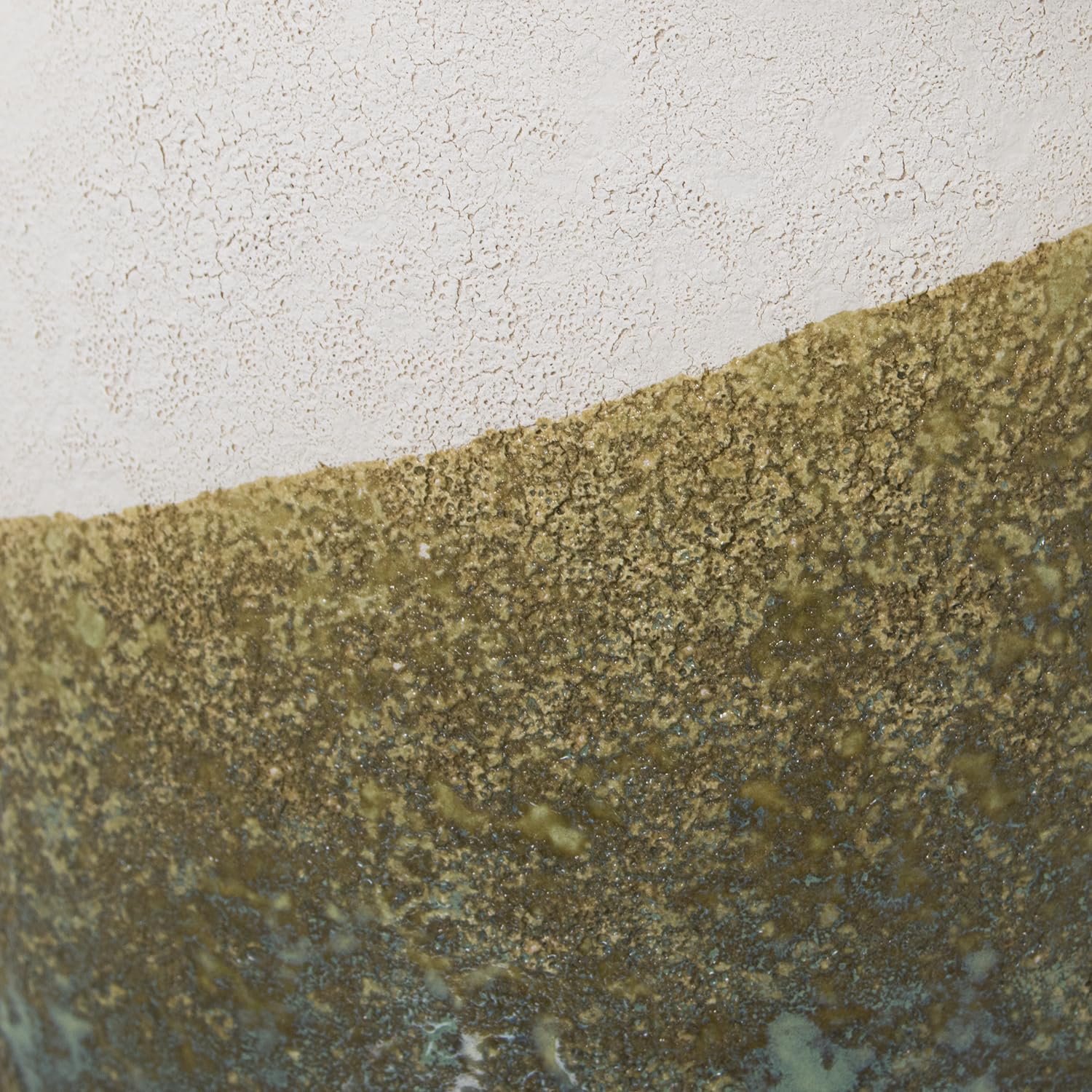 JARRÓN CERÁMICA 14CM BEIGE/VERDE TEXTURA ARENA_°17X14CM BOCA:°9CM