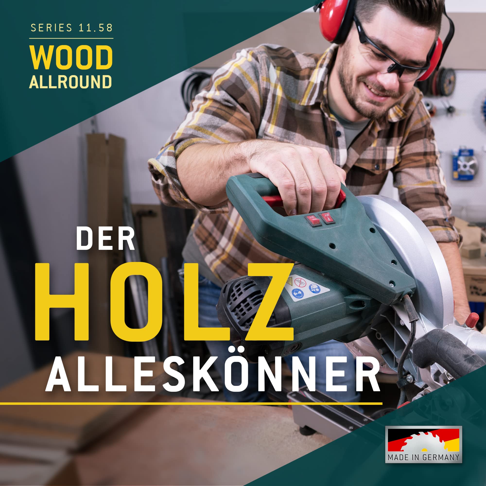 Bayerwald HM - Hoja de sierra circular para madera, diámetro de 205 mm x 2,8 mm x 18 mm, WZ negativo (64 dientes), para sierras de inglete y tronzadoras