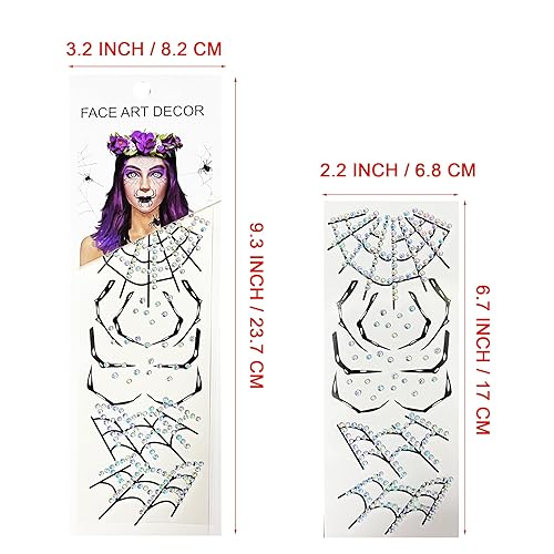 Miniatura 2 de Tatuajes faciales de araña falsos temporales y diamantes de imitación, gemas de telaraña, cristales y perlas para pegar en joyas, tatuajes,