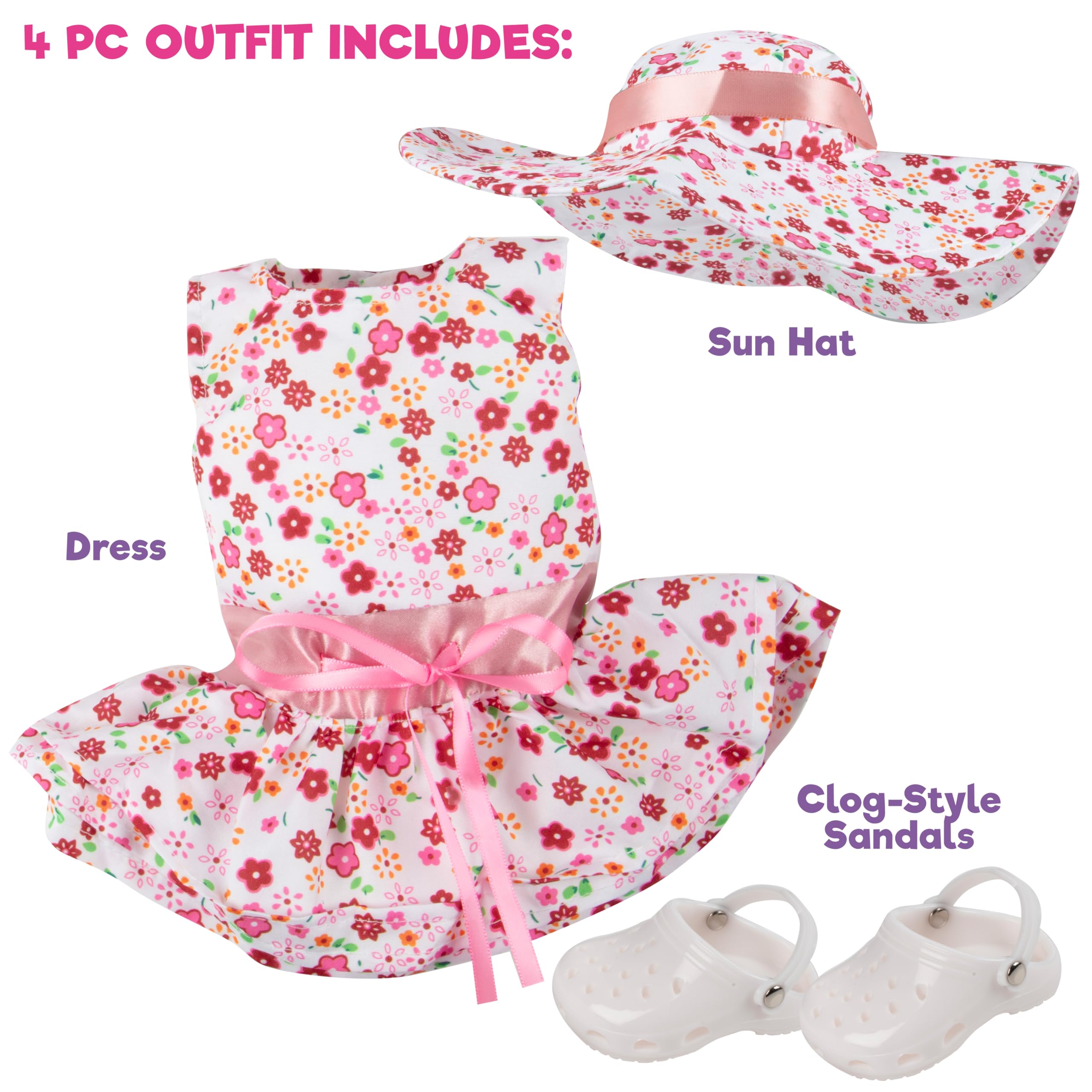 Amazon.com: Summer Fun Flower Dress Doll Outfit (3 Pc Set