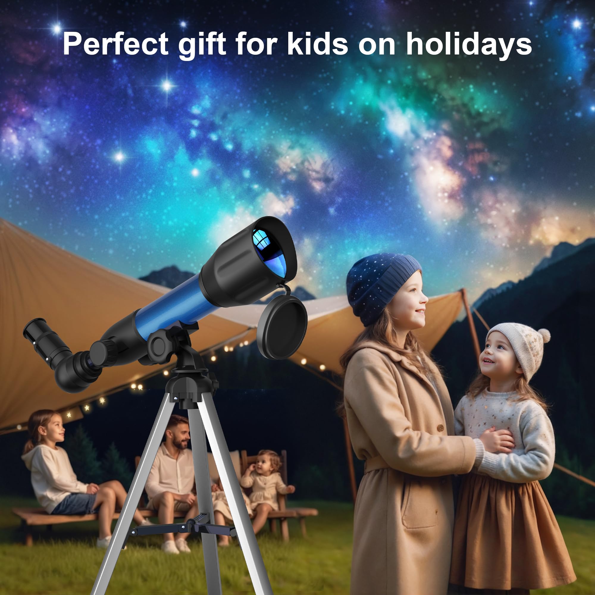 Telescopio Astronomico Bambini, 360/50mm HD, Telescopio Rifrattore Portatile con Treppiede e Principianti, Osservare Luna, Stelle, Pianeti e Paesaggi, Regalo Educativo di Natale o Compleanno