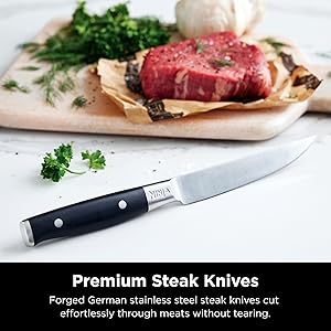 Ninja K32017 Foodi NeverDull Premium Knife System, 17 Piece Knife Block Set with Built-in Sharpener, German Stainless Steel Knives, Black