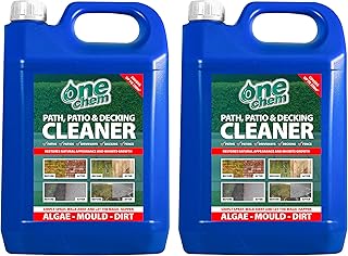 One Chem - 2 x 5L Heavy Duty Patio Cleaner - Path Cleaner Concentrate - Mould Remover, Lichen Remover, Algae Remover - Pressure Washer Detergent - Lichen Control