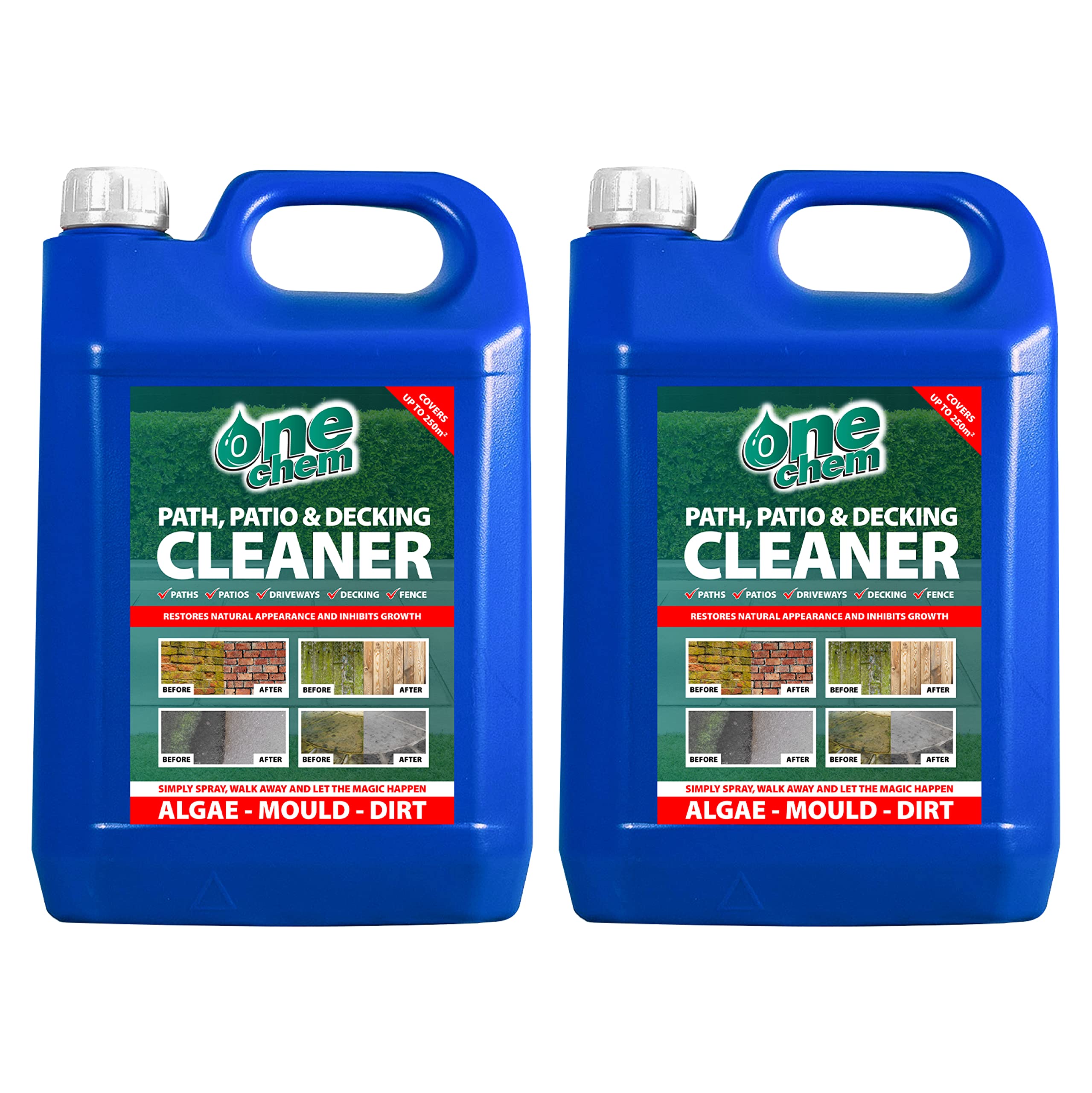 Sponsored Ad – One Chem - 2 x 5L Heavy Duty Patio Cleaner - Path Cleaner Concentrate - Mould Remover, Lichen Remover, Algae Remover - Pressure Washer Detergent - Lichen Control