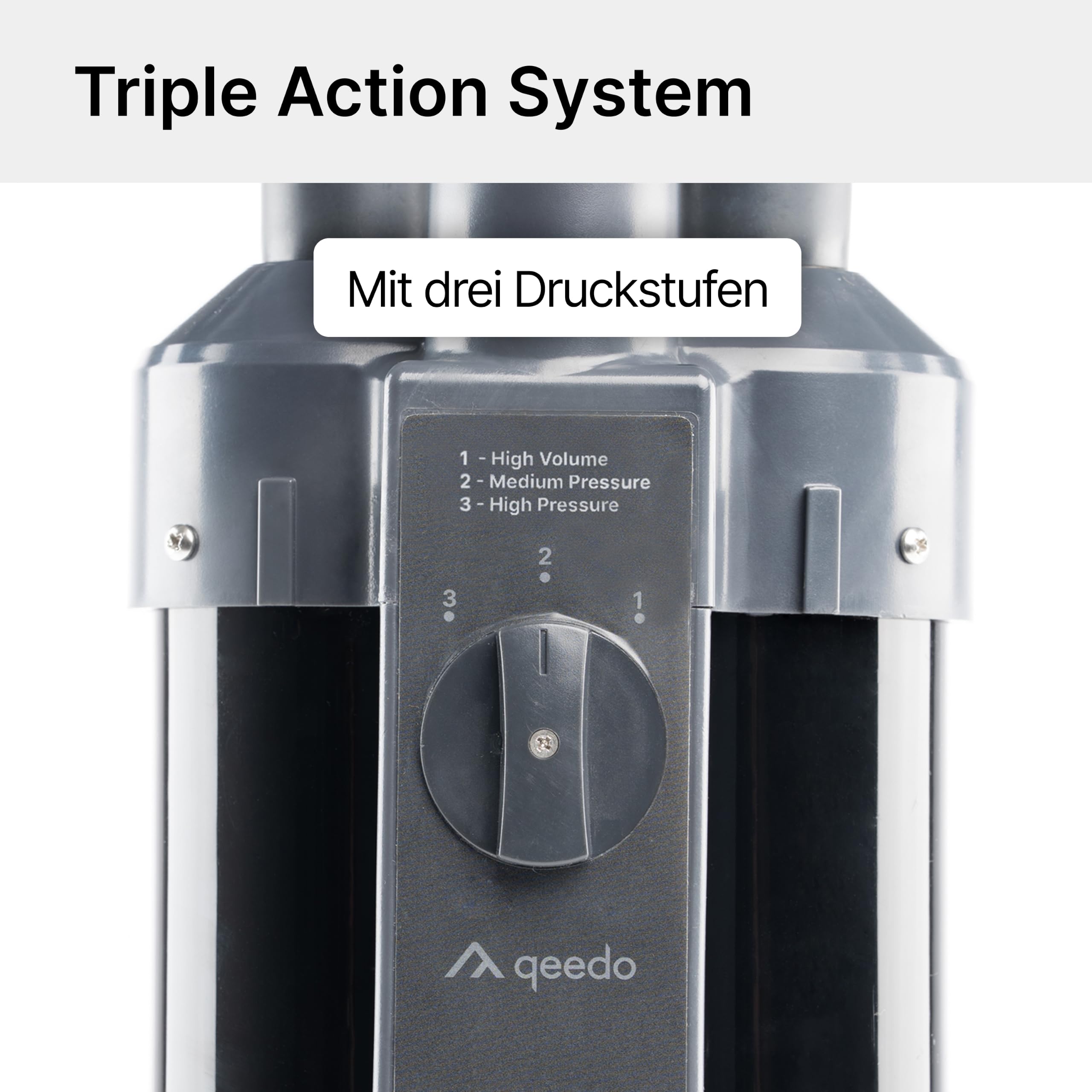 qeedo Luftpumpe Double Pump Doppelhub-Handpumpe 29 PSI/2,0 bar, Triple-Action, Manometer, für SUP, Kajak, Zelt & Luftmatratze