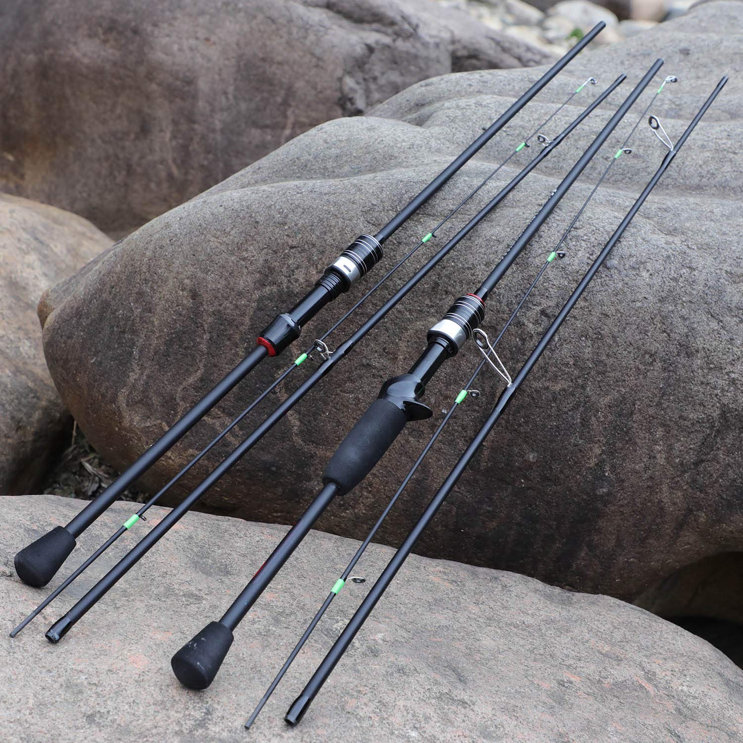 CañAs De Pescar 1 PCS Casting Giring Varilla de Pesca 1.8m Pole de Varilla de Fibra de Carbono Ultraligero 3 Sección con Eva Manejar la caña de Pescar con cebas de Cebo CañA De Pescar
