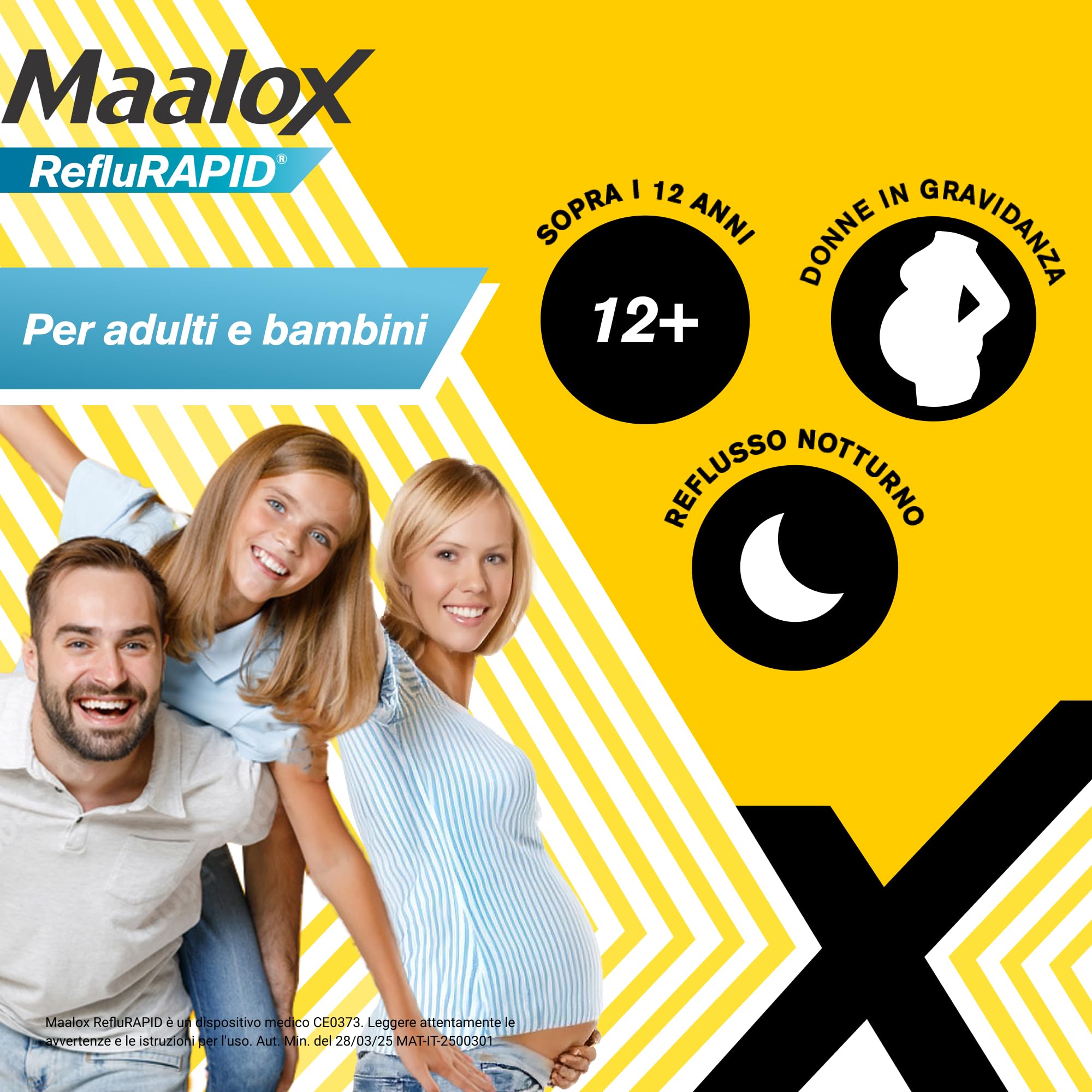 Maalox Reflurapid Blocca il Reflusso Gastroesofageo, Riduce Bruciore e Acidità di Stomaco, anche in Gravidanza - con Bicarbonato di Sodio, Senza Glutine, Senza Lattosio (40 Compresse Gusto Menta)