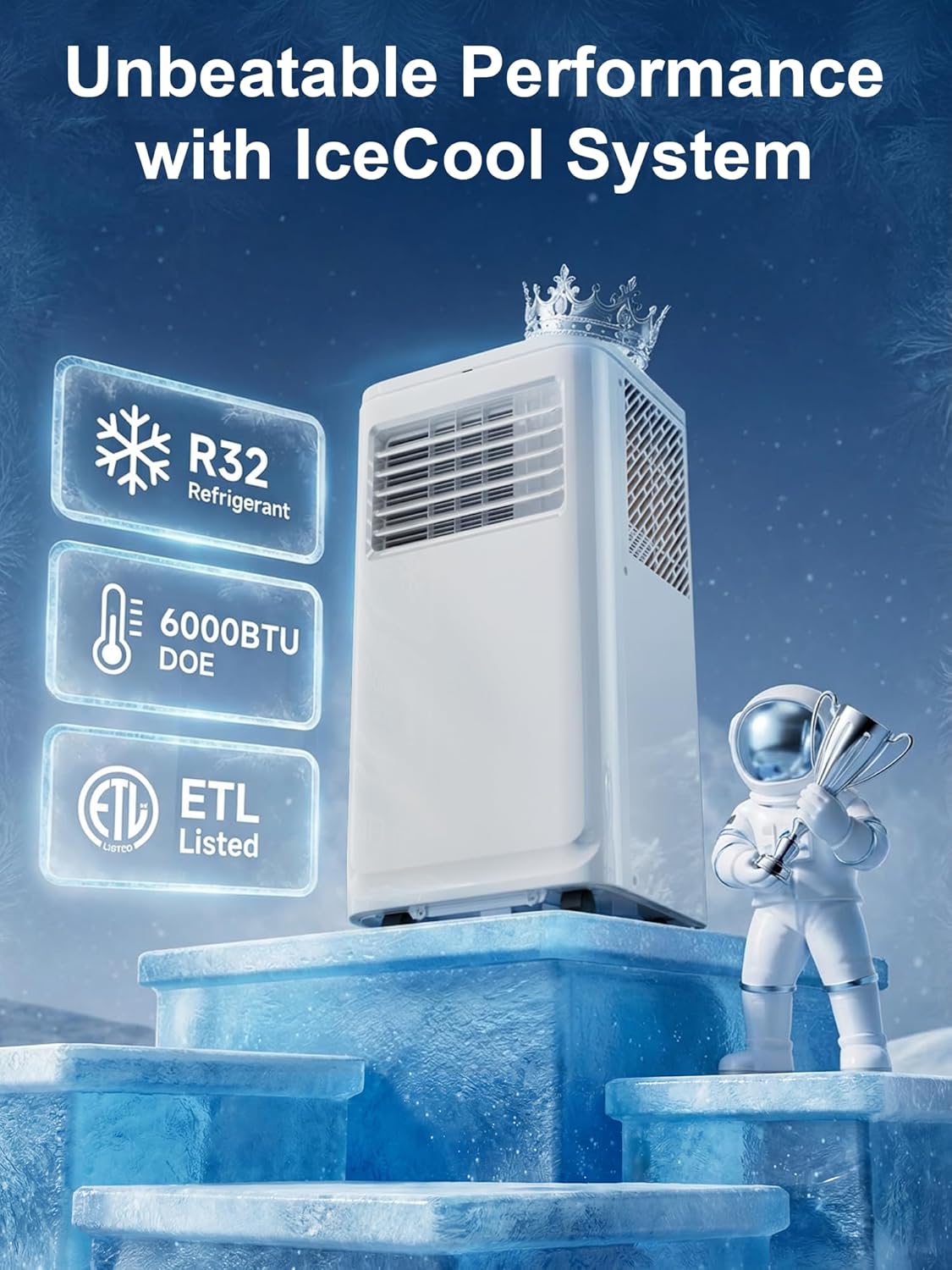 MEPTY Portable Air Conditioners, 10000 BTU Portable AC Unit with Dehumidifier, Sleep Mode, 24H Timer, Cools Room up to 450 sq.ft, Room Air Conditioners with Self-evaporation System for Bedroom