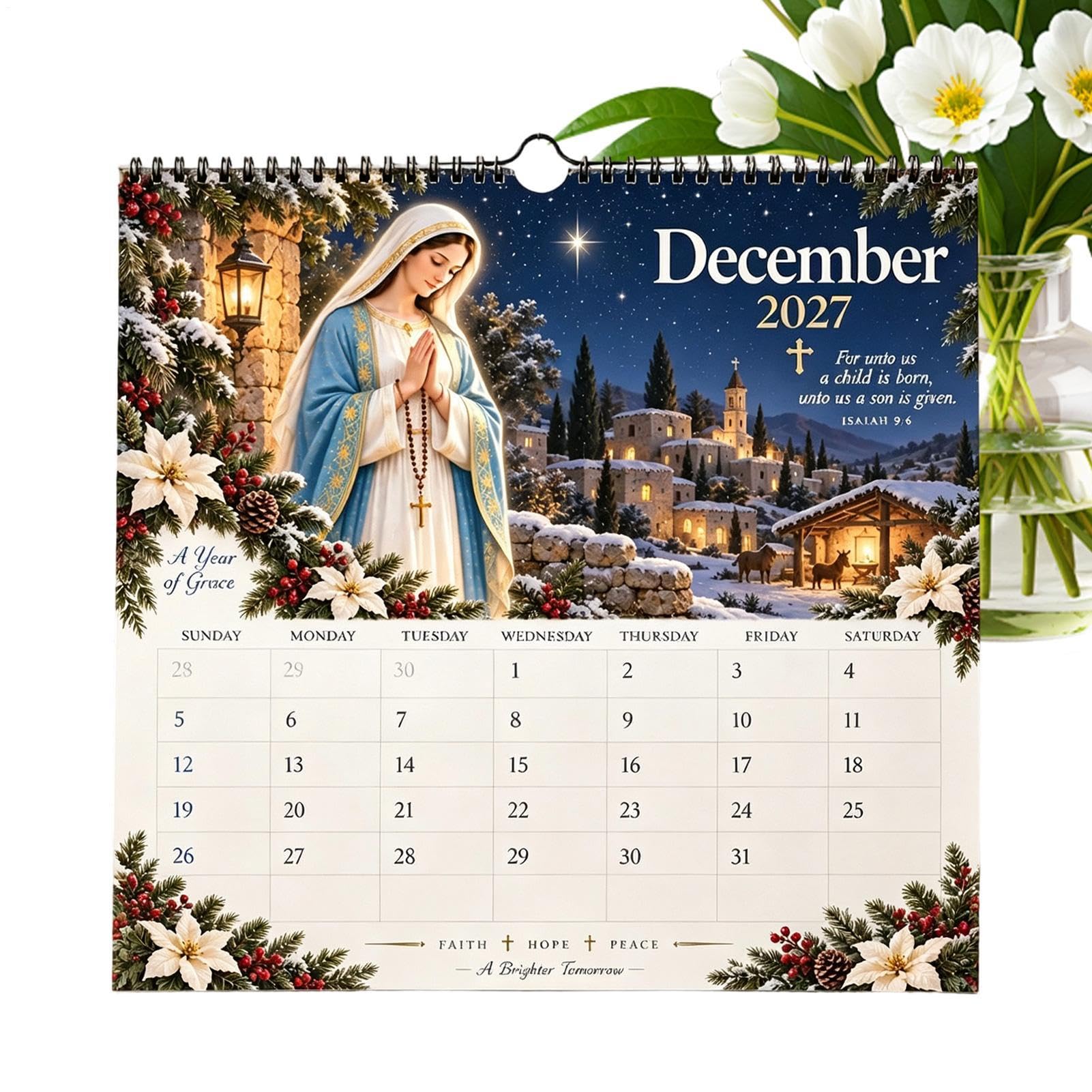 2027 Wandkalender 30,5 x 30,5 cm Christlicher Glaube, Januar bis Dezember, | Monatlicher Wandkalender als Planer Für Küche Wohnzimmer Gebetsraum Schlafsaal Büro