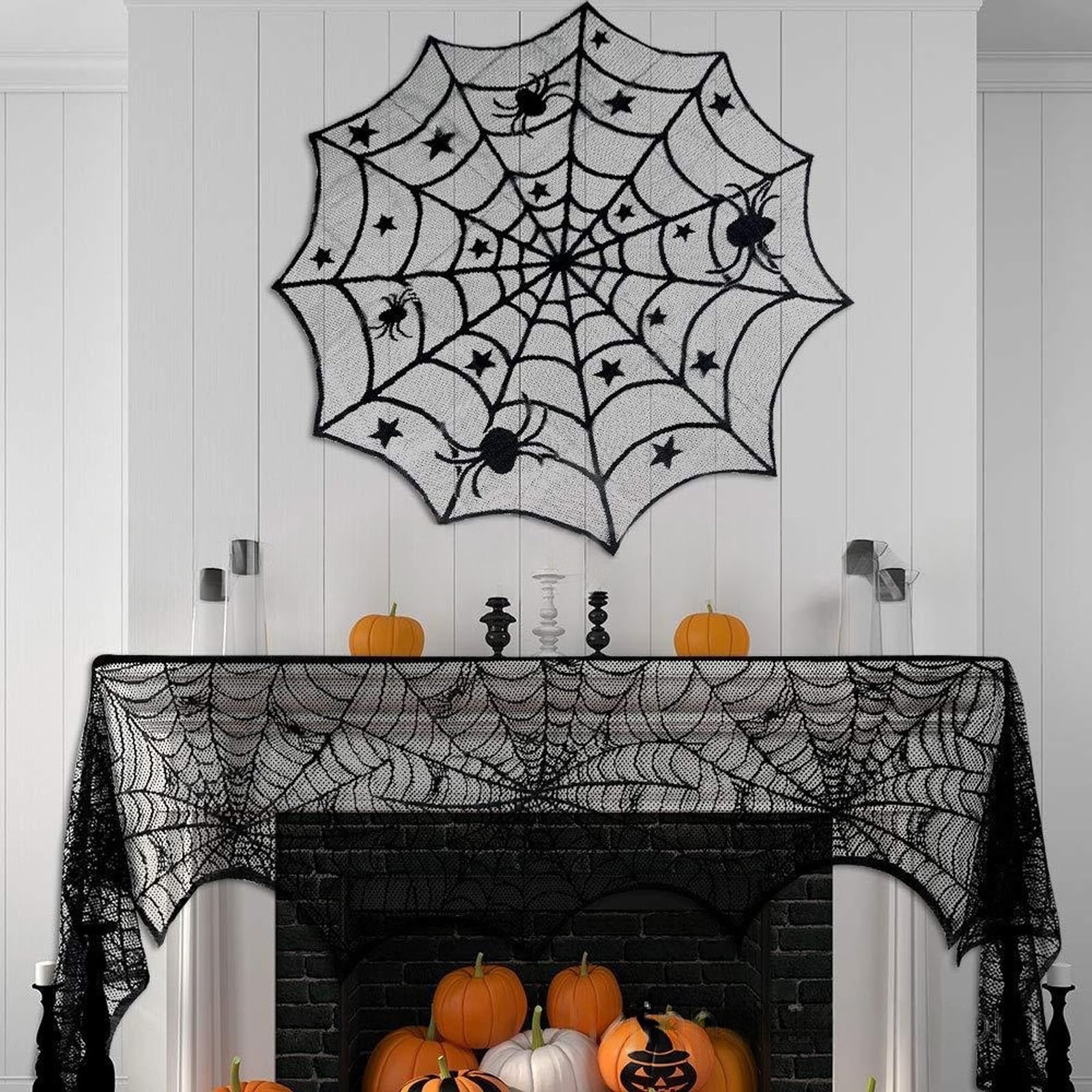 Set di runner da tavola e paralume a tema Halloween, lavabile in lavatrice, tovaglia decorativa e copertura per luci