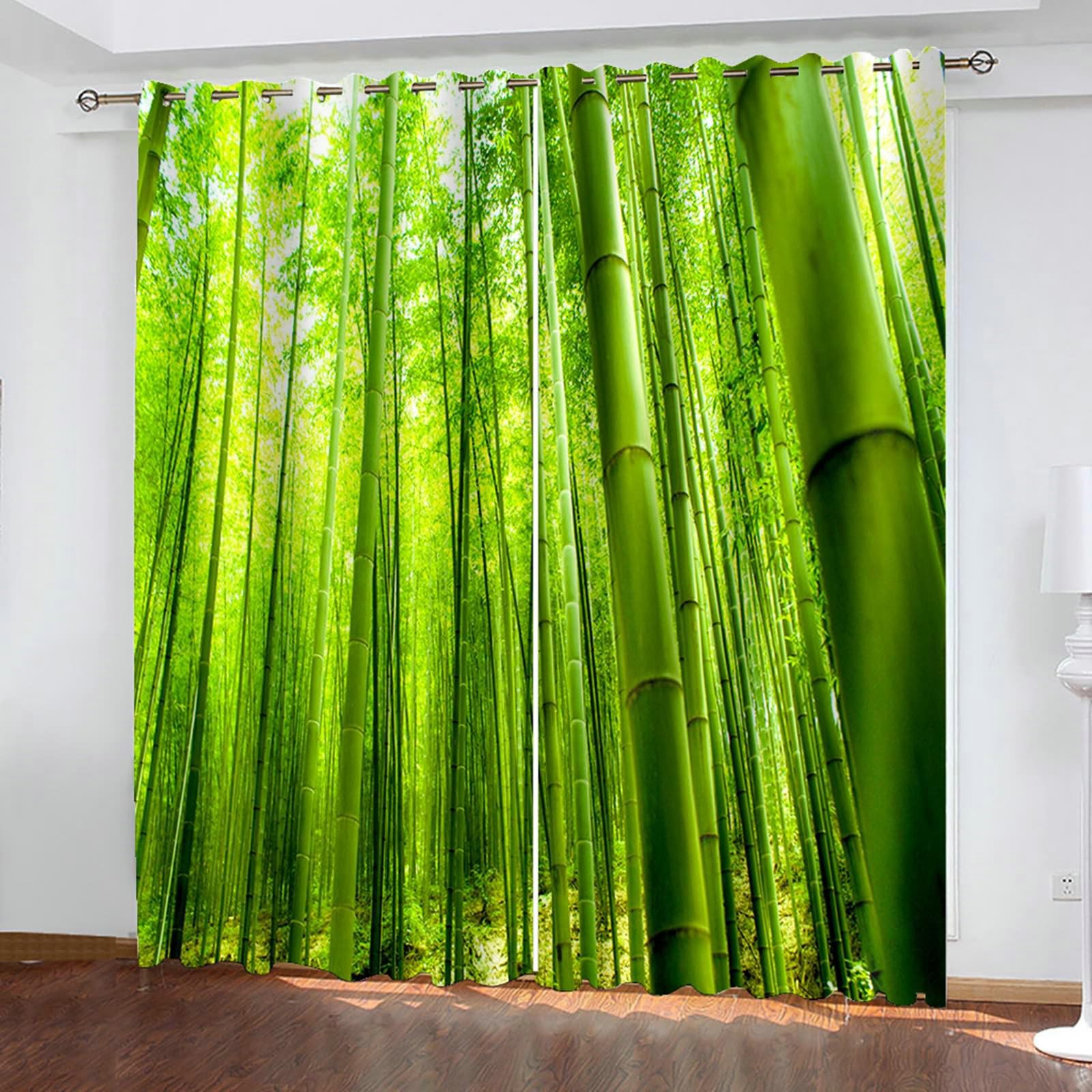 Gualiy Vorhänge mit Ösen 2er Set Thermo, Gardinen Grün 86x115 Natur Baumlandschaft Blickdicht Vorhang Schlafzimmer
