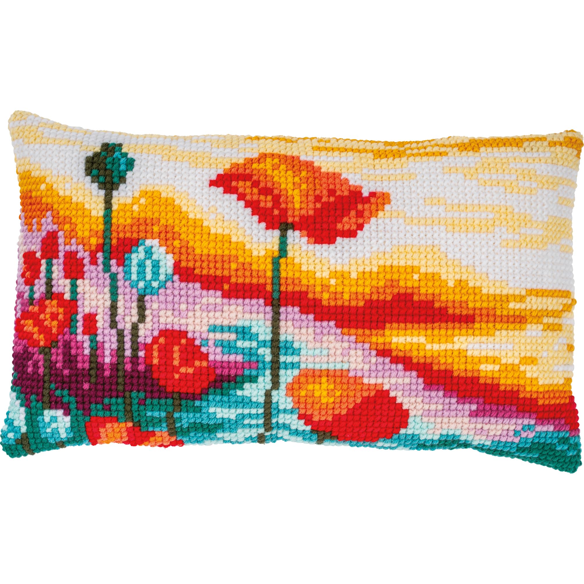 Vervaco Poppies Landscape Pillow Cover Needlepoint Kit