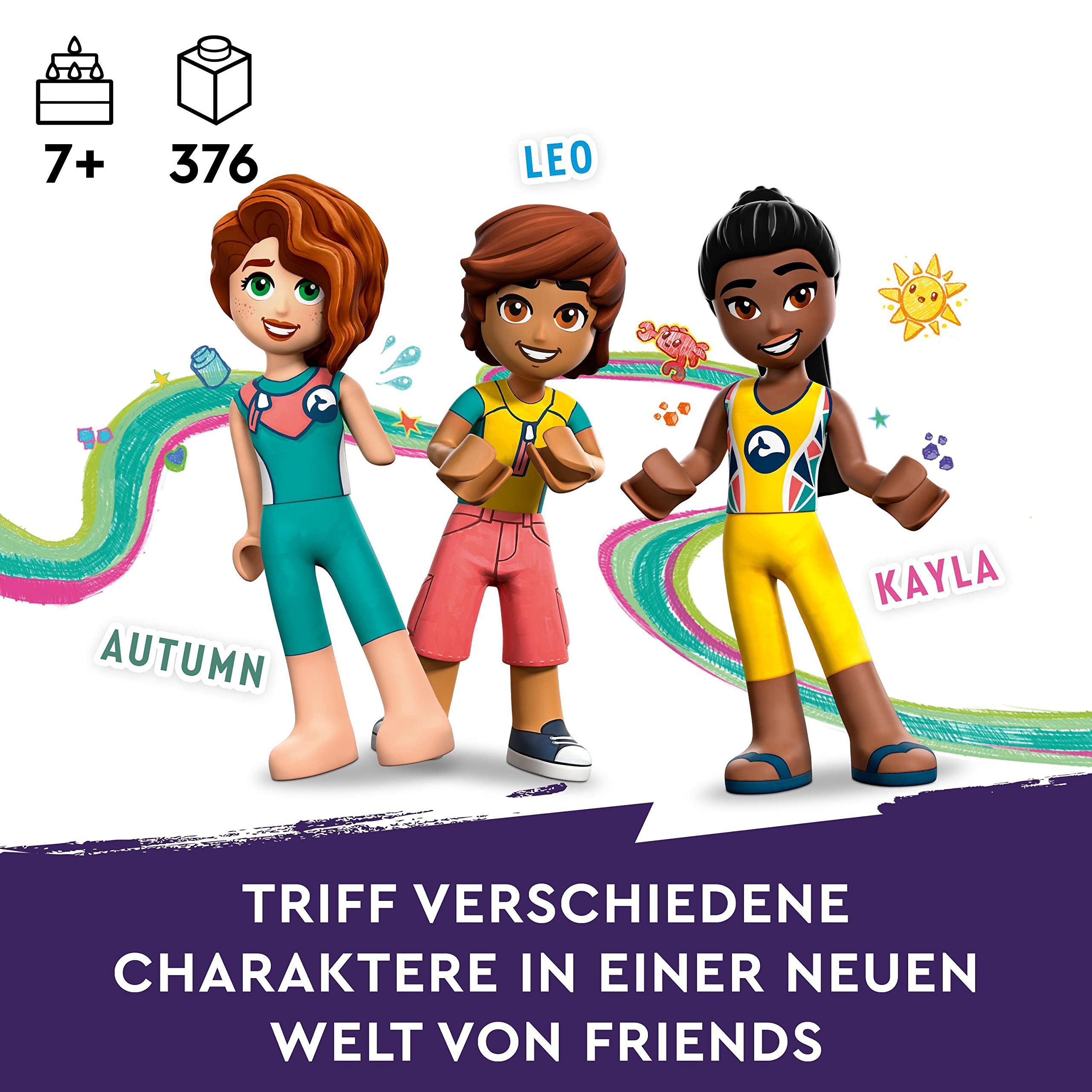 LEGO 41736 Friends Seerettungszentrum Tierarzt-Spielzeug für Kinder mit Otter-, Seepferdchen- und Schildkröten-Tierfiguren, Tierpflege-Spielzeug, Mädchen und Jungen ab 7 Jahren
