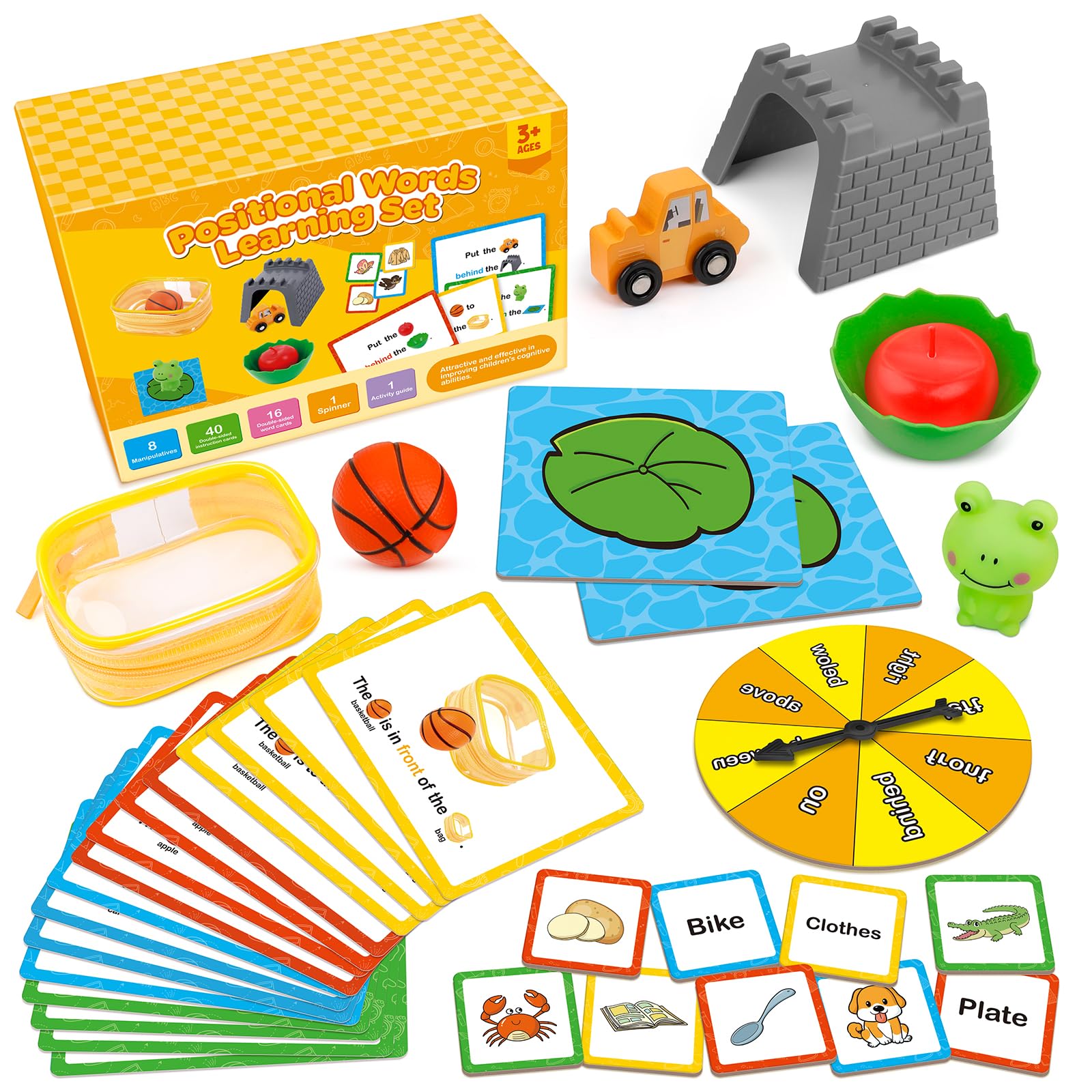 Broytain Positional Word Learning Set|Manipulatives Match Games|Educational Games for Kids Ages 4|STEM Learning Activities| Flash Cards for Toddlers 3-5|Fine Motor Skills|Speech Therapy Toys
